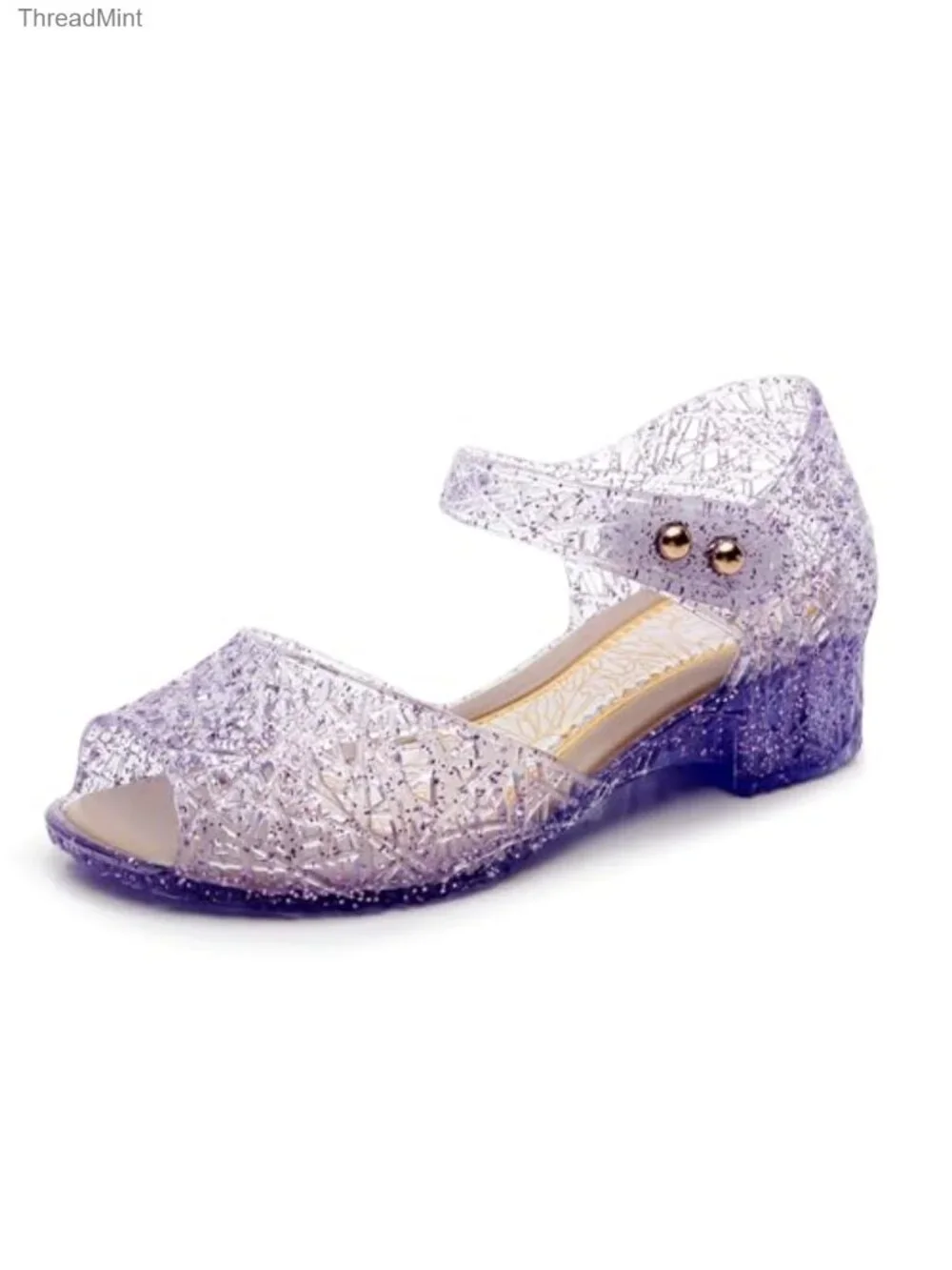 Closed Toe Jelly Sandals, Adjustable Buckle Princess Water Shoes, PVC Flat